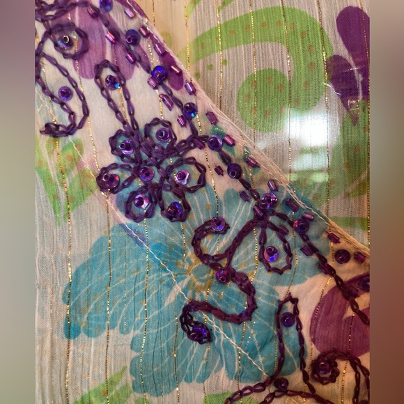 NWT Sheer Bathing Suit Coverup Beach Pool Coverup L/XL GORGEOUS 100% rayon - Picture 5 of 12